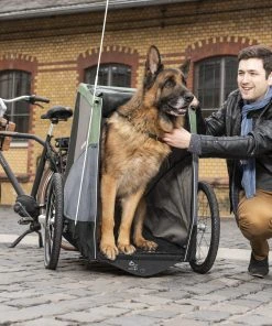 Nouveau ❤️ Croozer 🧨 Dog Bruuno Remorque pour chien, noir/olive 😍 -Accessoires Vélo Soldes croozer dog xxl hundeanhaenger kieferngruen 3