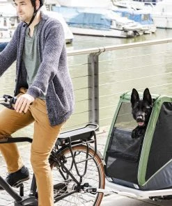 Nouveau ❤️ Croozer 🧨 Dog Bruuno Remorque pour chien, noir/olive 😍 -Accessoires Vélo Soldes croozer dog xxl hundeanhaenger kieferngruen 6