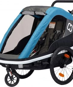 Sortie 🥰 Hamax Avenida Remorque vélo Avec Tige de bicyclette et roue de poussette, noir/Bleu pétrole ✨ -Accessoires Vélo Soldes hamax avenida bike trailer petrol blue 3 1