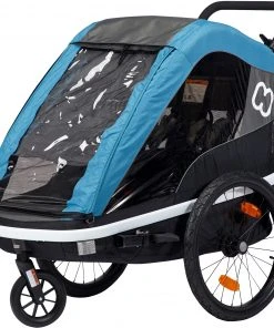 Sortie 😍 Hamax Avenida Remorque vélo Avec Tige de bicyclette et roue de poussette, noir/vert 👍 -Accessoires Vélo Soldes hamax avenida bike trailer petrol blue 4
