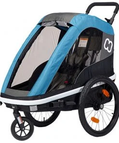 Offres 💯 Hamax Avenida One Remorque vélo Avec Tige de bicyclette et roue de poussette, noir/vert ❤️ -Accessoires Vélo Soldes hamax avenida one bike trailer petrol blue 4 1
