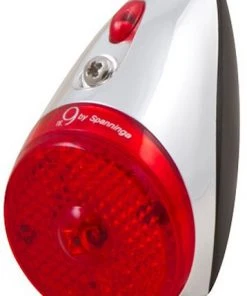 Coupon ✨ Spanninga Nr 9 XB Éclairage arrière fonctionnant sur piles, rouge/argent 🔔